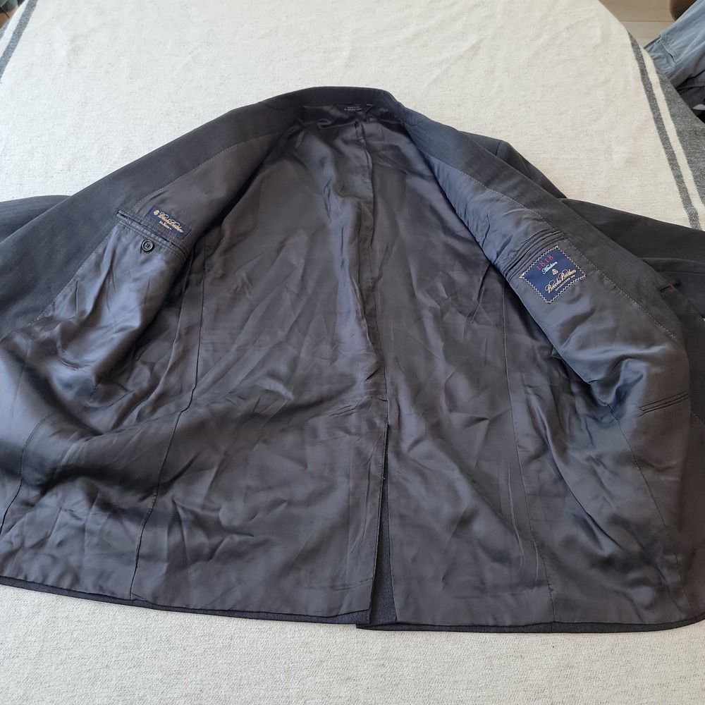 Brooks Brothers Jacket Mens 42R Saxxon Wool Madison Gray Herringbone Made in USA - Picture 6 of 13